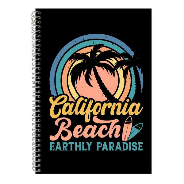 Eartly Paradise A4 Notebook Spiral Lined Surfing Graphic Notepad Present097