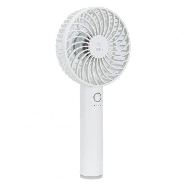 Mini Hand Held Rechargeable Fan with Base - White