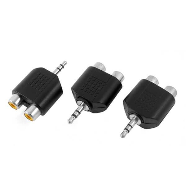 2 RCA Female To 3.5MM Stereo Jack Male Adapter