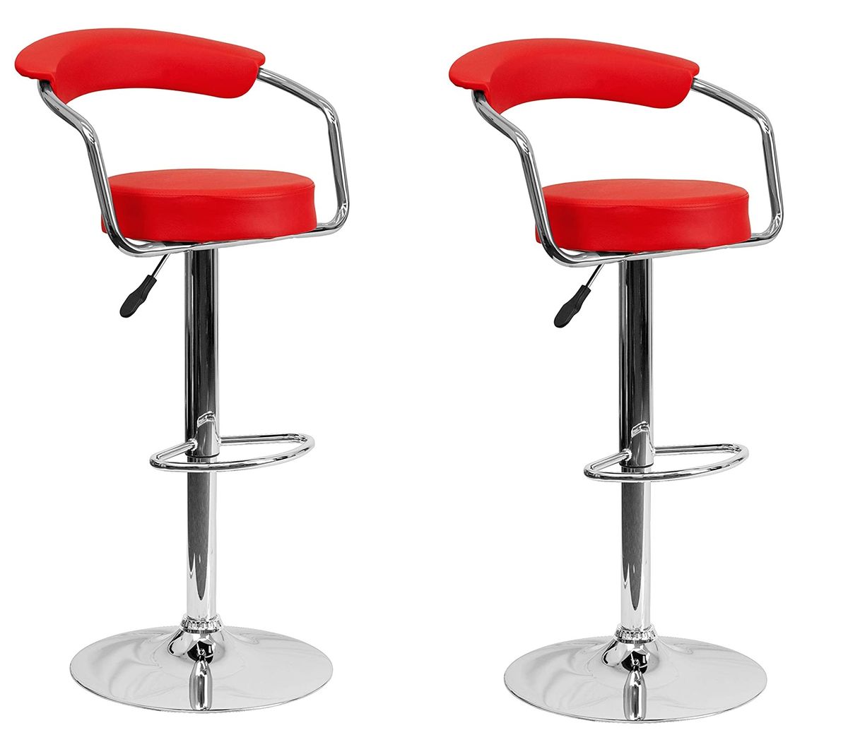 Bar Stools / Kitchen Counter Swivel Chairs with Arms 2 Pack Red