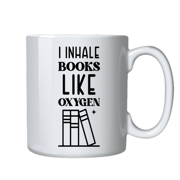 Inhale Books Oxygen Ideal Fiction Book Reader Gift Writing Mug Cup 402