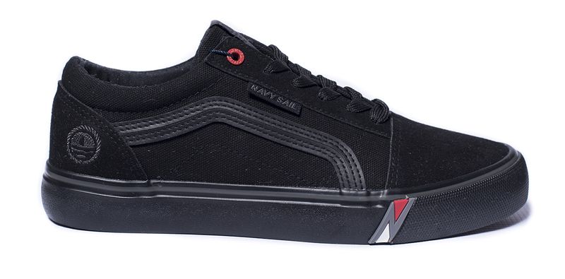 Navy Sail Women's Canvas Sneakers-Black