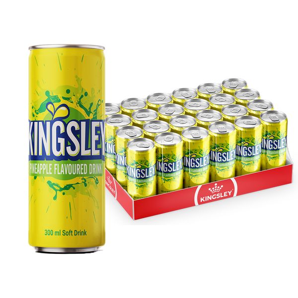 Kingsley Sparkling Soft Drink - Pineapple (24 x 300ml Cans)
