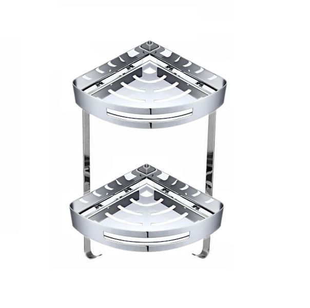 Elegant 2-Tier Shower / Bathroom / Kitchen Caddy Pure Stainless With Hooks