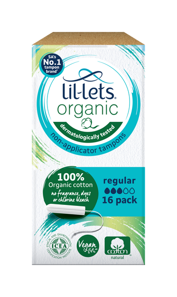 Lil-Lets Organic Tampons Non-Applicator Regular 16's
