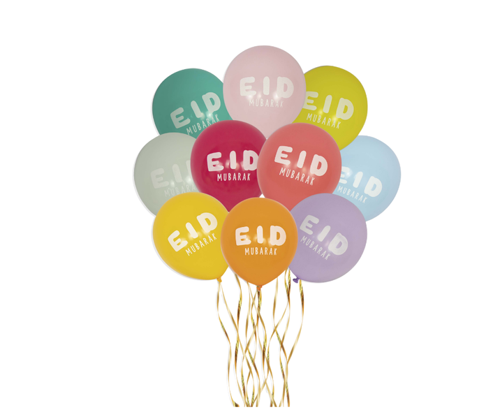 10 Pack Kids Eid Mubarak Balloons Islamic Festive Party Decor Multicolour