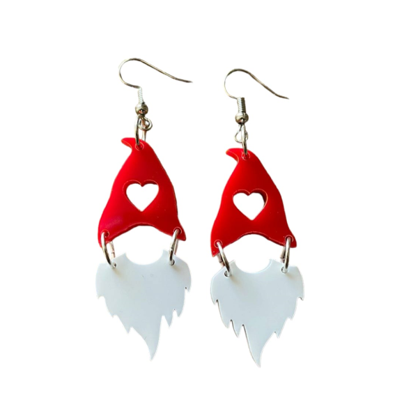 Christmas Gnome Red Perspex Earrings