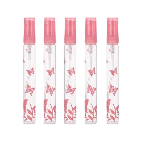5Piece 10ml Butterfly Print Refillable Perfume Atomizer - Pink/Transparent