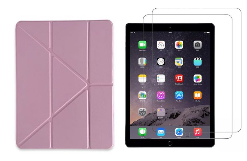 Pink Soft Silicone Case &amp; 2 Screen Protector Combo Compatible with iPad 9.7