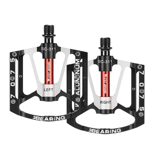2 piece 3-Bearing Bicycle Pedals, Aluminum Alloy Anti-Skid Road Bicycle Pedals