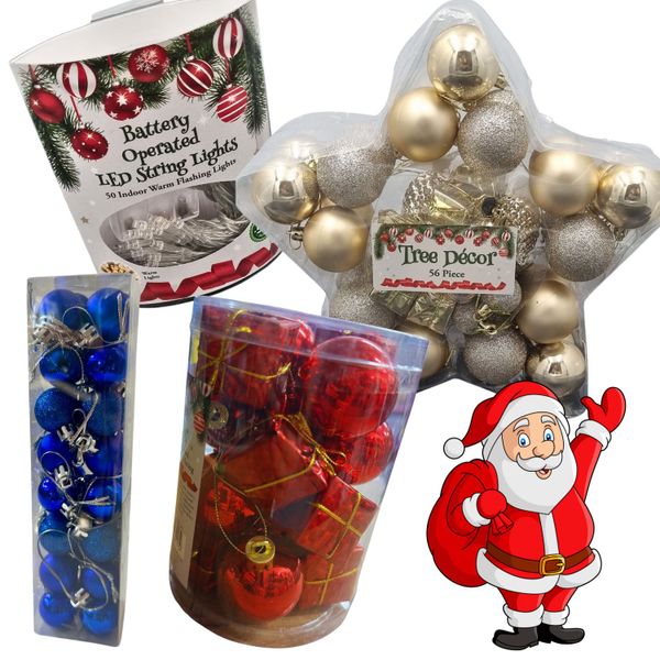 Christmas Tree Decor Bundle - Decor Baubles and Christmas Lights OPT1