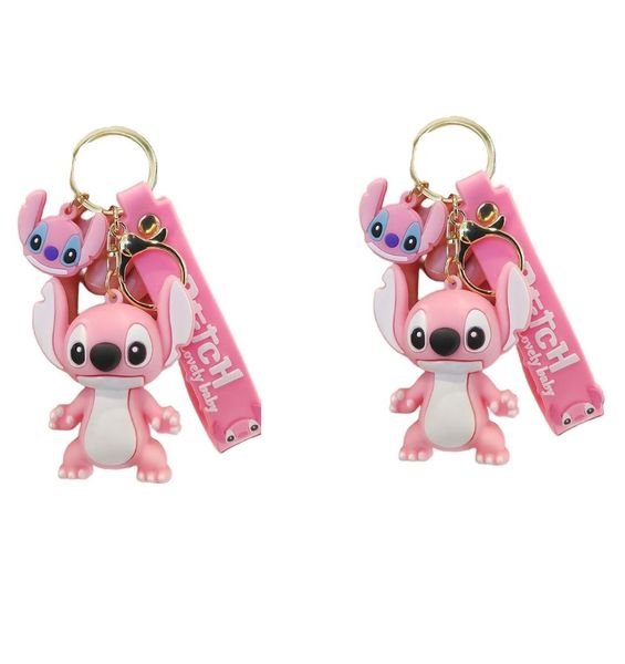 Cartoon Stitch Keychain Pink Set Of 2