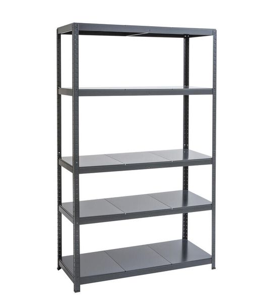 Spaceo Metal Shelving 5 Tiers - Black (w120xd50xh196cm)