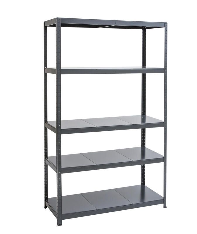 Spaceo Metal Shelving 5 Tiers - Black (w120xd50xh196cm)