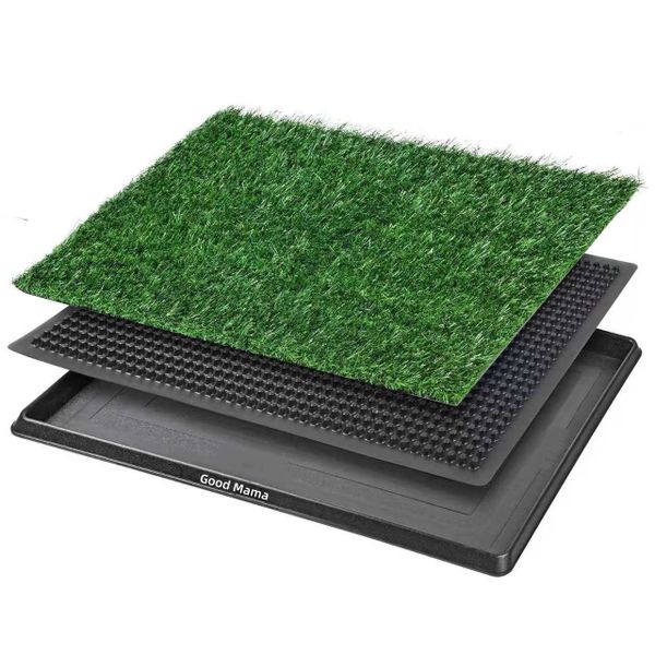 GoodMama 71x46cm Pet Dog Grass Pad Potty Training Pee Mat with Tray