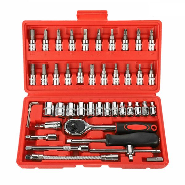 Wrench Sleeve Air Batch 46 Pieces Ratchet Wrench Socket Tools Set Metric 1/4