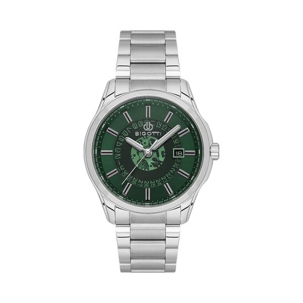 Bigotti Men Silver-Green Metal Analogue BG1105911