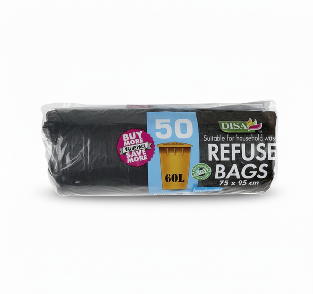 Disa Black Refuse Bags 50 Piece 750mm x 950mm - 80L Capacity