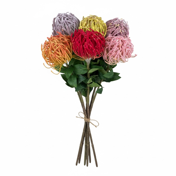 Luxury Artificial Protea Bouquet - Elegant Floral Set of 6 Stems