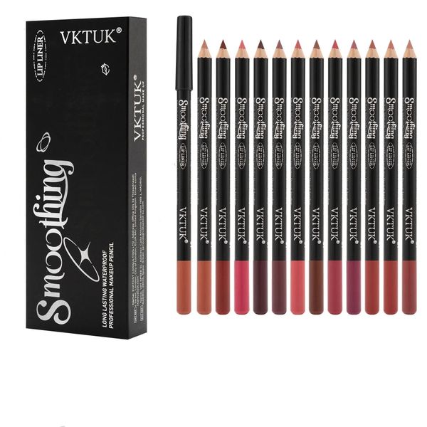 VKTUK 12 Colors Matte Lip Liner Pencils,Not Easy To Touch A Cup