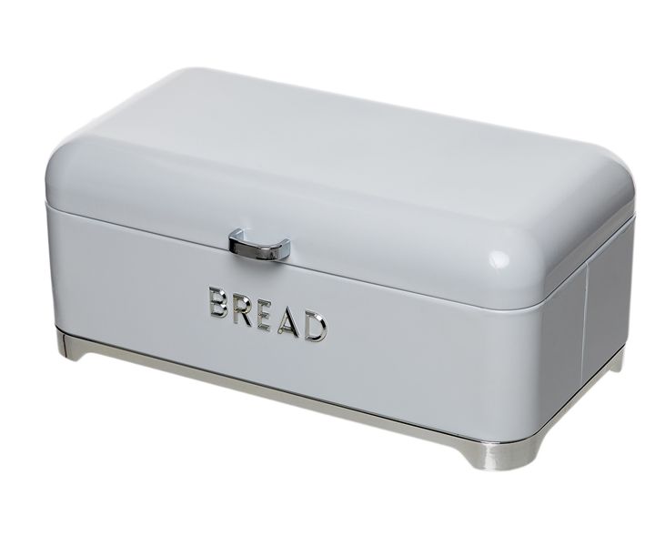 George &amp; Mason - Retro Bread Tin - White &amp; Silver