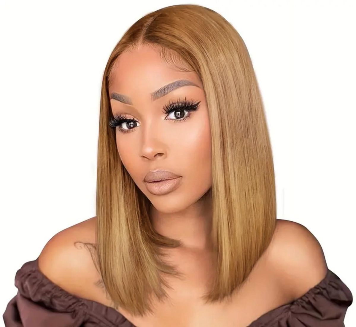 Light brown full frontal brazilian human hair bob wig shop today get