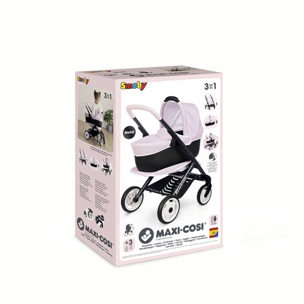 Smoby Maxi-Cosi 3-in-1 Combi Pushchair &amp; Pram Pink