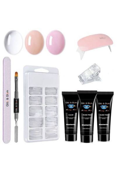 Polygel Nail Starter Kit with Mini Nail Lamp