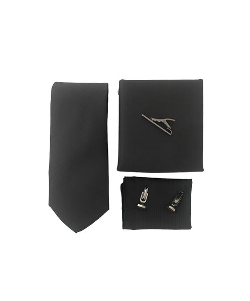 Tie Combo with Bonus Tie Clip - Black