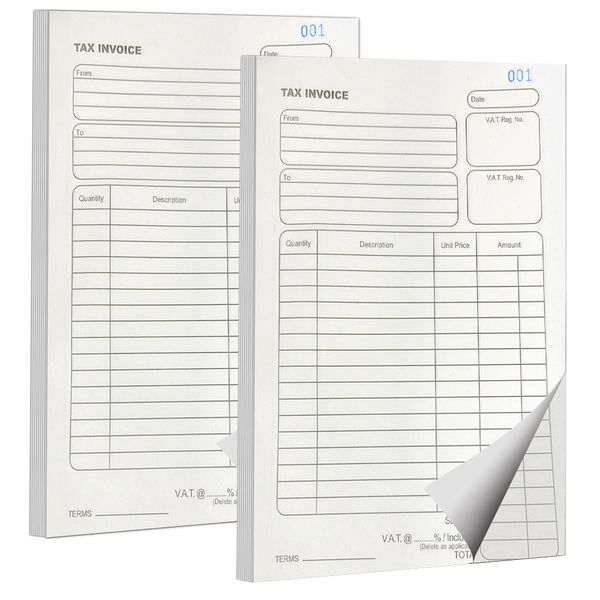 A5 Size Set of 2 - Carbonless Paper Triplicate Tax Invoice Book 100Sets