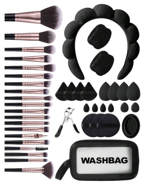 22 Piece Set With 20 Makeup Brushes &amp; Bag - Black