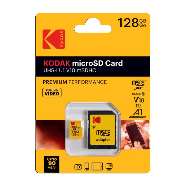 Kodak 128GB microSD Card Premium Performance with UHS-I U1 V10 A1