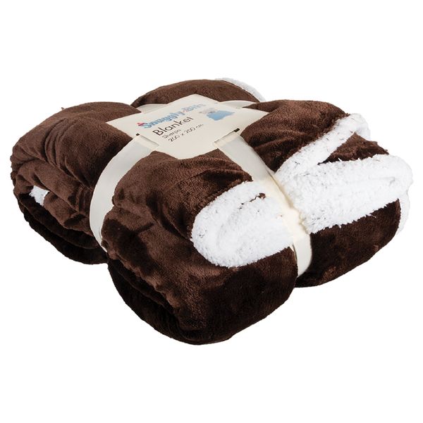 Brown Soft Sherpa Blanket King Size - 200 x 200cm