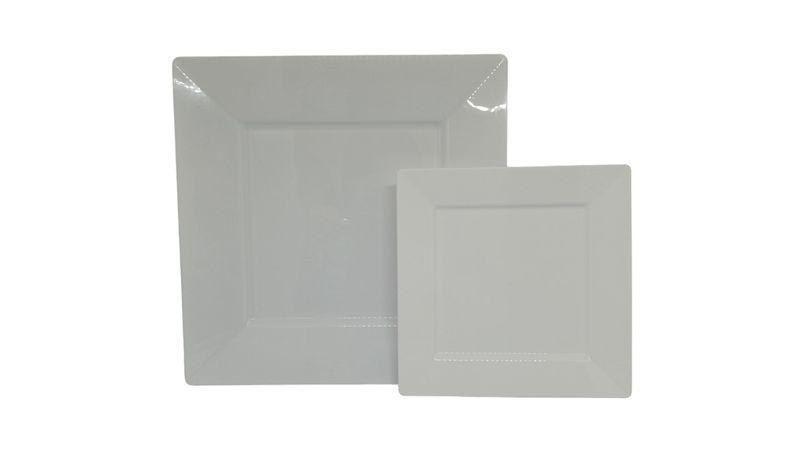 White Plastic Square Dinner Plate set of 8