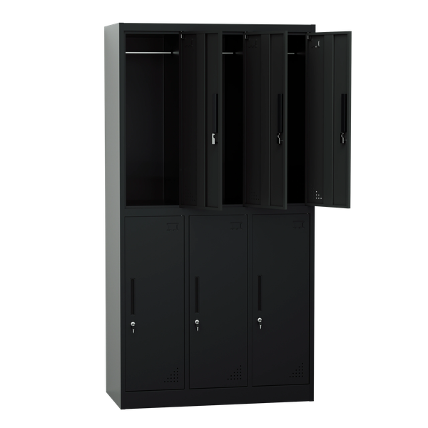 Steel 6 Door Locker Cupboard Storage Cabinet Inner Handle with Lock