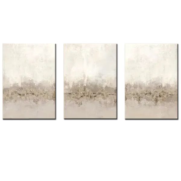 Canvas-Art-3 Pieces Beige and Grey Abstract Wall Art