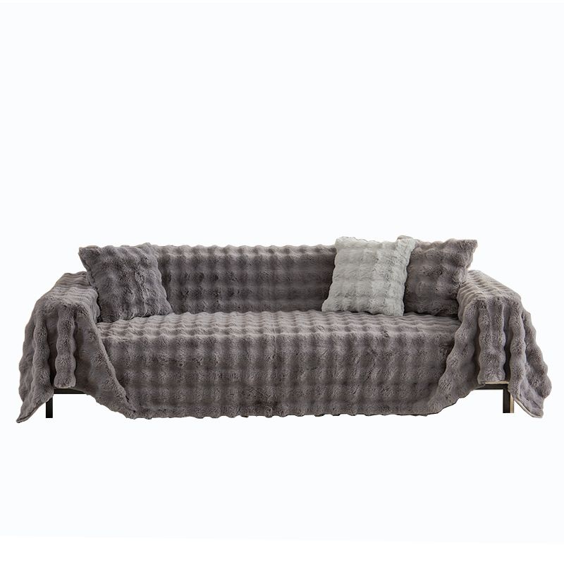 Grey Thick Rabbit Plush Fluffy Couch Sofa Cover Blanket Throw