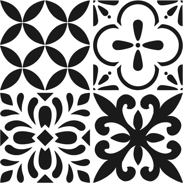 Black and White Tile Wall Stickers - Set of 20