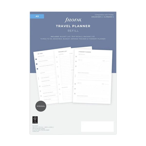 Filofax A5 Organiser Refill Travel Planner