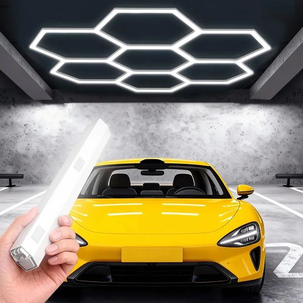 WOVIBO 7 Grids Hexagon Led Lights Hexagon Garage Lights