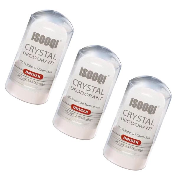 3-Piece ISOQQI Natural Crystal Antiperspirant Stone Underarm Alum Deodorant
