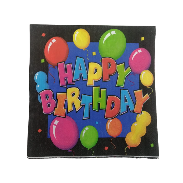 Happy Birthday Paper Serviettes - 60 Piece