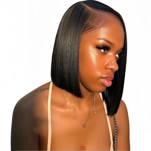 12-inch Bob Full Frontal Straight Wig Human Hair Natural Colour