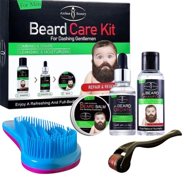 Aichun Beauty Beard Care Products and Derma Roller &amp; Hair Brush