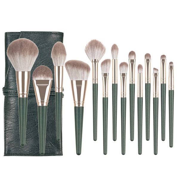 Soul Beauty Green Envy 14 Piece Professional Make-up Brush Set