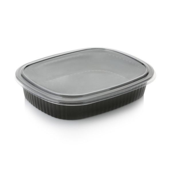 Meal Container Black Oval 1 Compartment - Pack of 10
