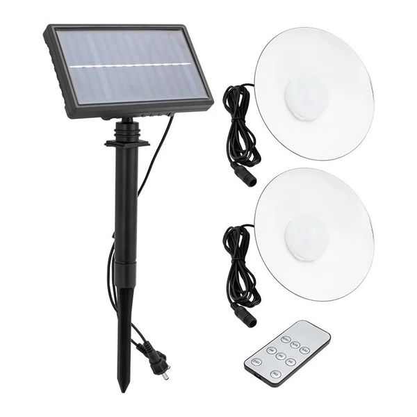 Solar Powered Floodlight With 2 LED Bulbs and Remote