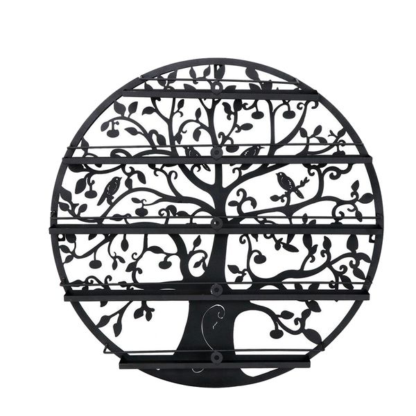 Round 5-Layer Wall-Mounted Nail Polish Display Organizer Rack - Black - 60cm