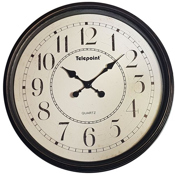 Large Wall Clock - Antique Wooden - White