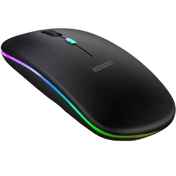 Unisync Silent Wireless Mouse - RGB Lighting -Bluetooth &amp; USB -Rechargeable